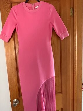 Pink Asymmetrical Fringe Dress
